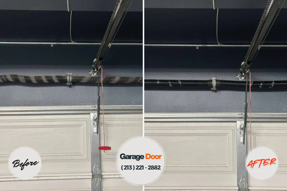 Before and after: garage door repair Springhill, LA